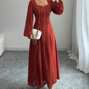 Elegant Rust Red Maxi Dress